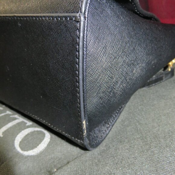 Vince Camuto Black Italian Leather Tote Handbag Crossbody w/ orig charm & tassel - Picture 8 of 15